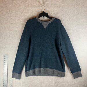 Upwest Men's Ribbed Crewneck‎ Long Sleeve Blue Pullover Knit Sweater Size L 8973